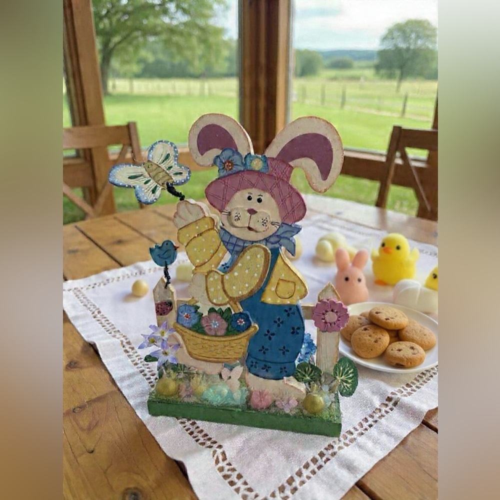 VTG Easter Deco Wooden Easter Rabbit Standing decoration
